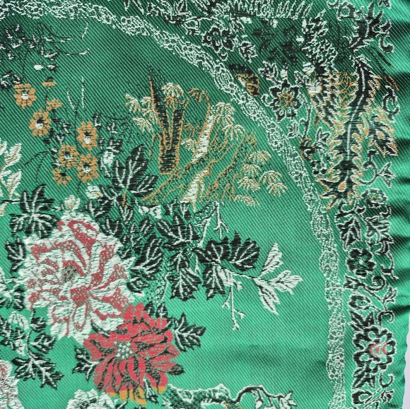 Red & Green Vintage Chinese silk brocade pillow cover 17×17 - Picture 4 of 8